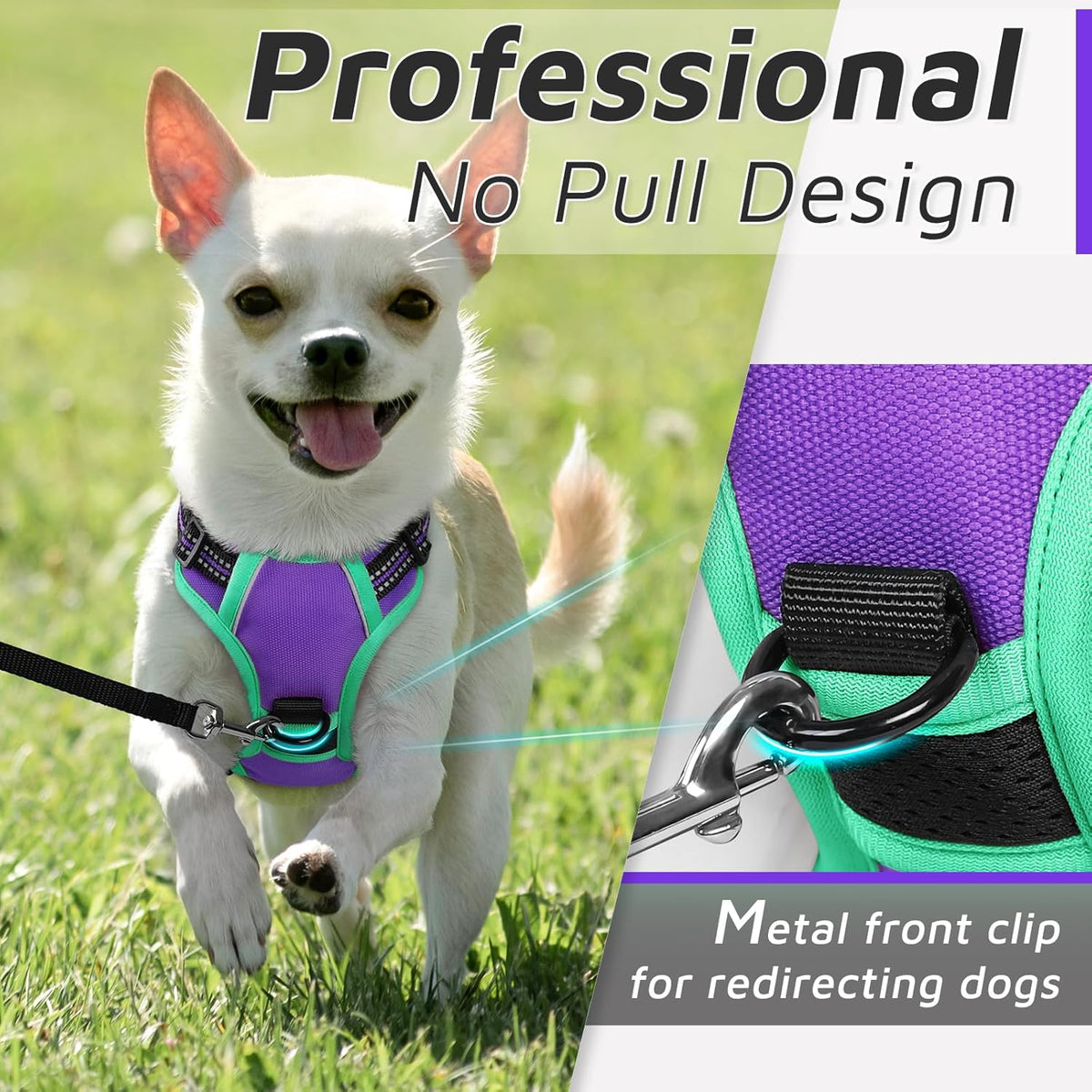 Eagloo Small Dog Harness No Pull, Service Vest with Reflective Strips and Control Handle