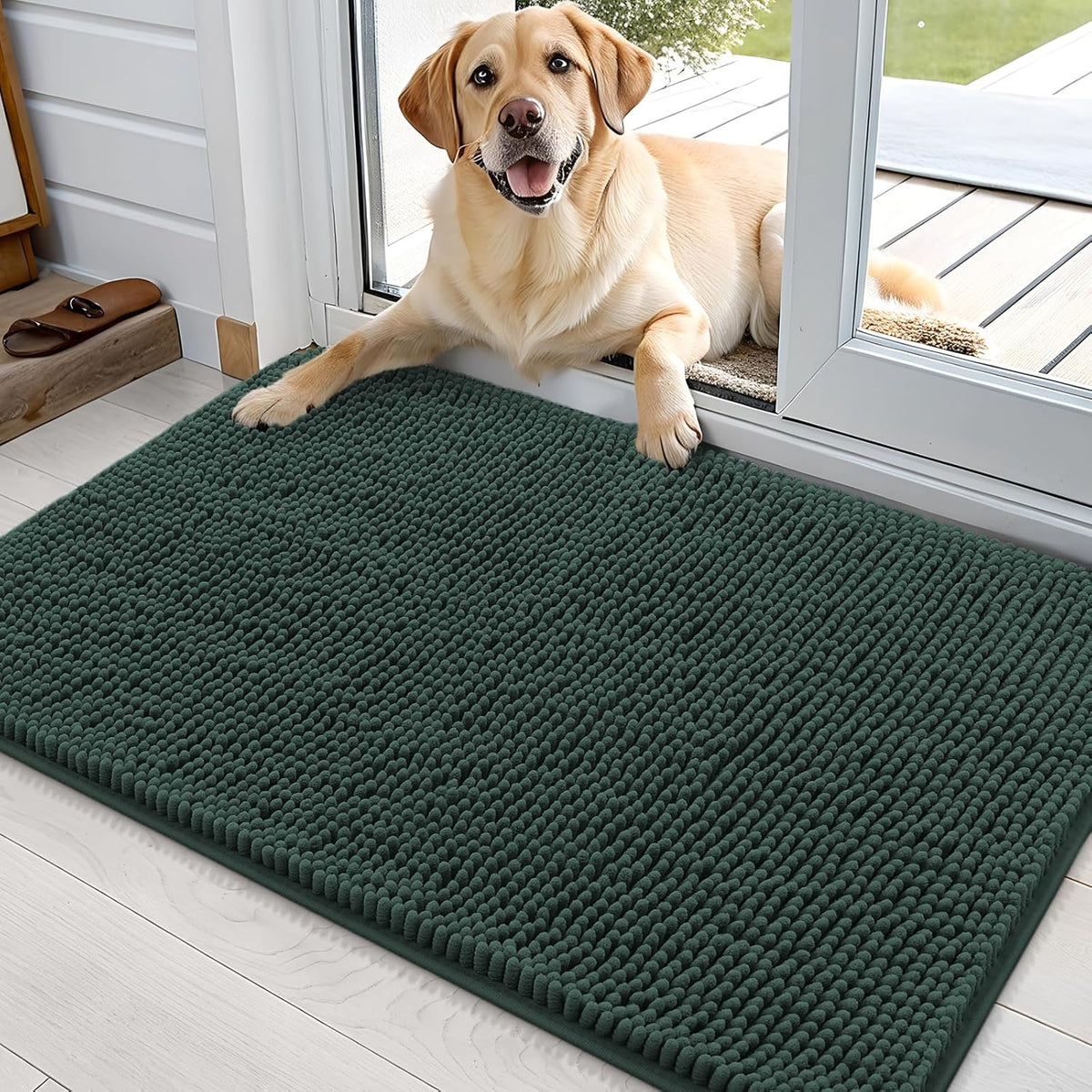 OLANLY Dog Door Mat for Muddy Paws 36x24, Absorbs Moisture and Dirt, Absorbent Non-Slip Washable