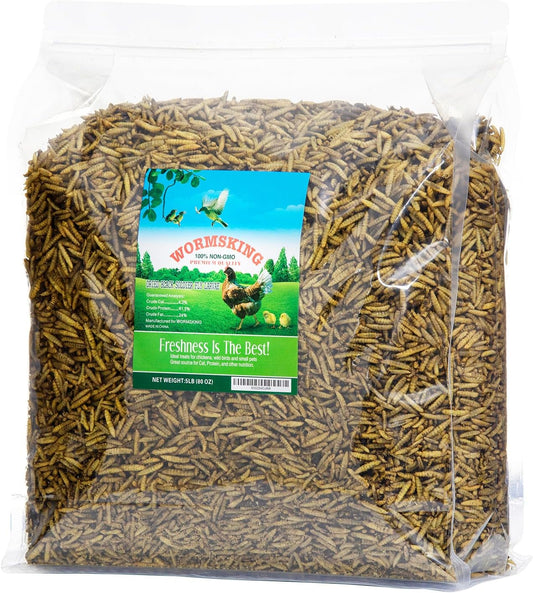 5LB Dried Black Soldier Fly Larvae, More Calcium Than Dried Mealworms, High Protein Chicken