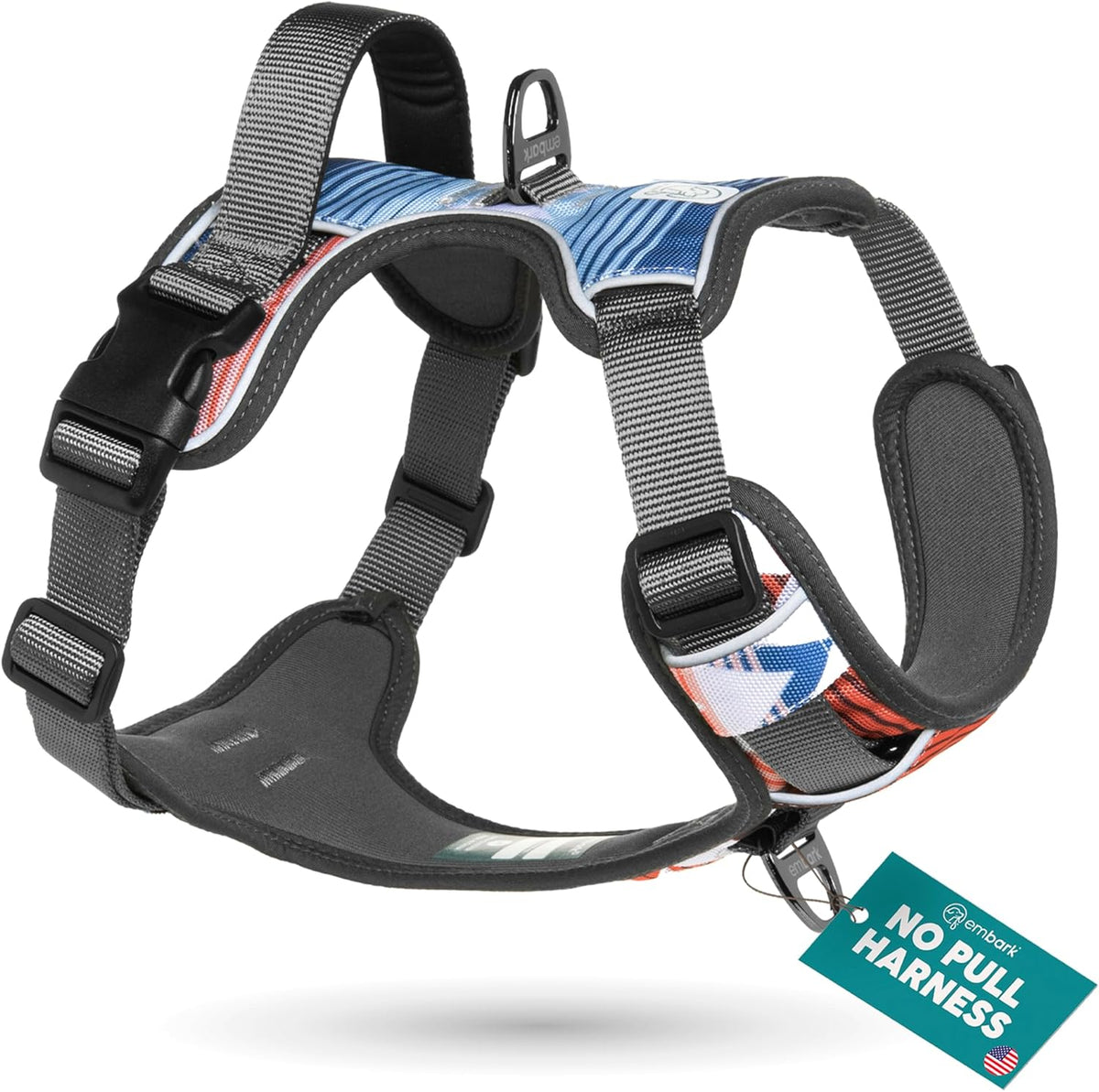 Embark Adventure Dog Harness, Reflective Trim No Pull Dog Harness Medium Sized Dogs - Military