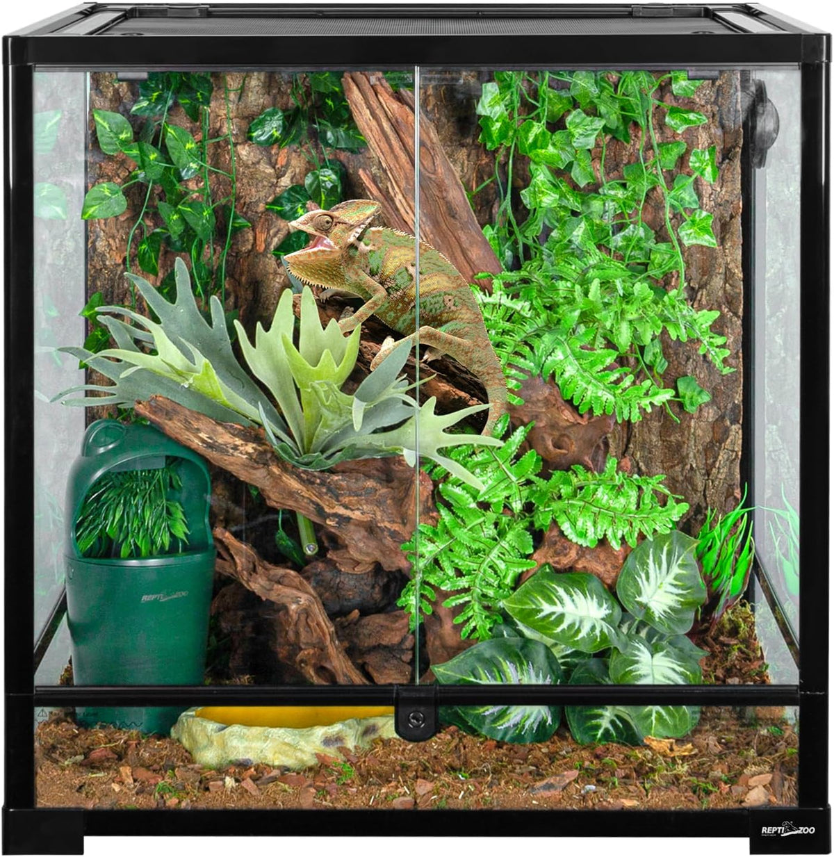 REPTIZOO 60 Gallon Glass Reptile Tank, 24" x 24" x 24" Large Reptile Terrarium Front Opening
