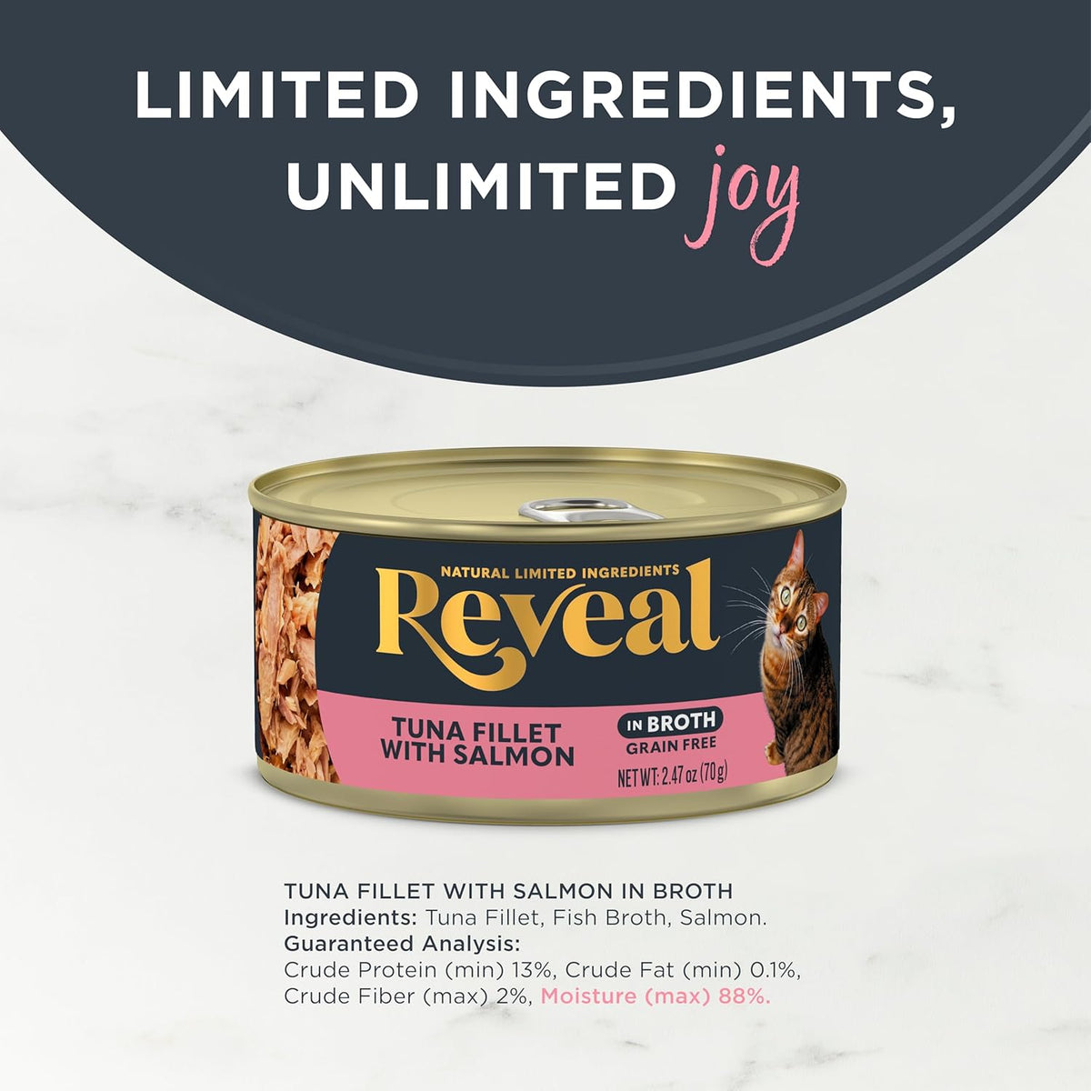 Reveal - Grain Free | Wet Canned Cat Food | 2.47oz - 24 Pack - Premium Nutrition, 100% Natural, No