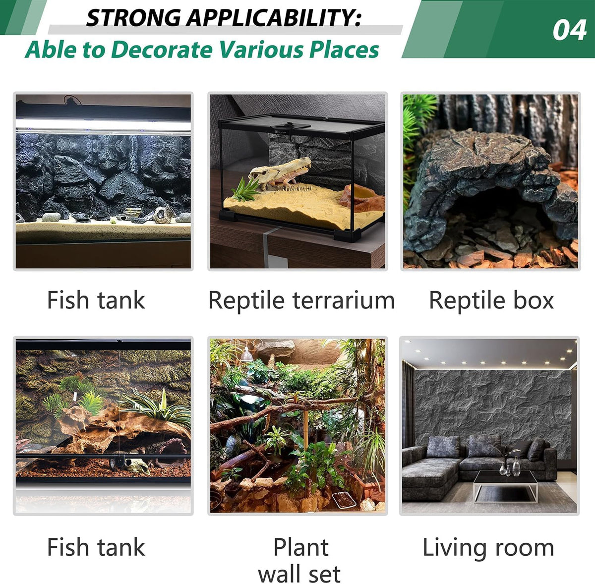 17.7x11.8in Rock Terrarium Background,3D Reptile Tank Background Board,Amphibian Stereo Backdrop