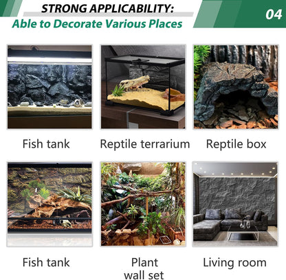 17.7x11.8in Rock Terrarium Background,3D Reptile Tank Background Board,Amphibian Stereo Backdrop