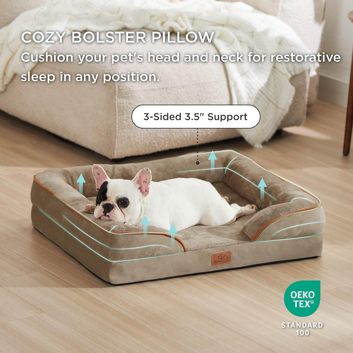 Bedsure Orthopedic Dog Bed Medium Size Dogs - Washable Medium Dog Cat Bed Waterproof, Comfort Pet