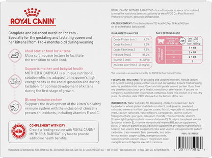 Royal Canin Feline Health Nutrition Mother & Babycat Ultra Soft Mousse in Sauce Canned Cat Food, 3
