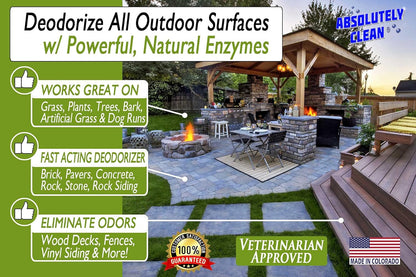 Amazing Outdoor Deodorizer odor eliminator Natural Enzyme Just Spray & Walk Away Grass, AstroTurf
