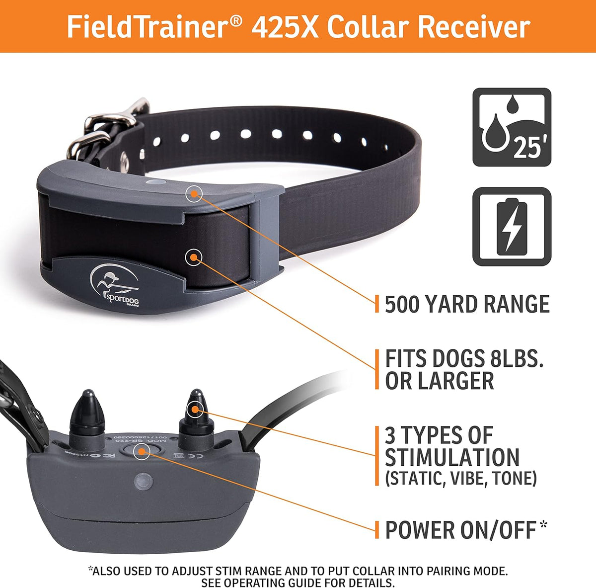 SportDOG Brand FieldTrainer 425X Remote Trainer - 500 Yard Range - Rechargeable Dog Training Collar