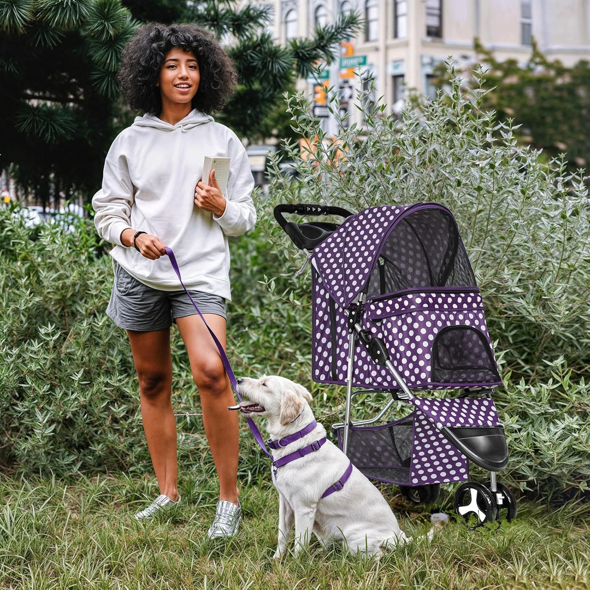 MoNiBloom 3 Wheels Pet Dog Cat Stroller for Small Medium Dogs Cats, Foldable Jogger Stroller