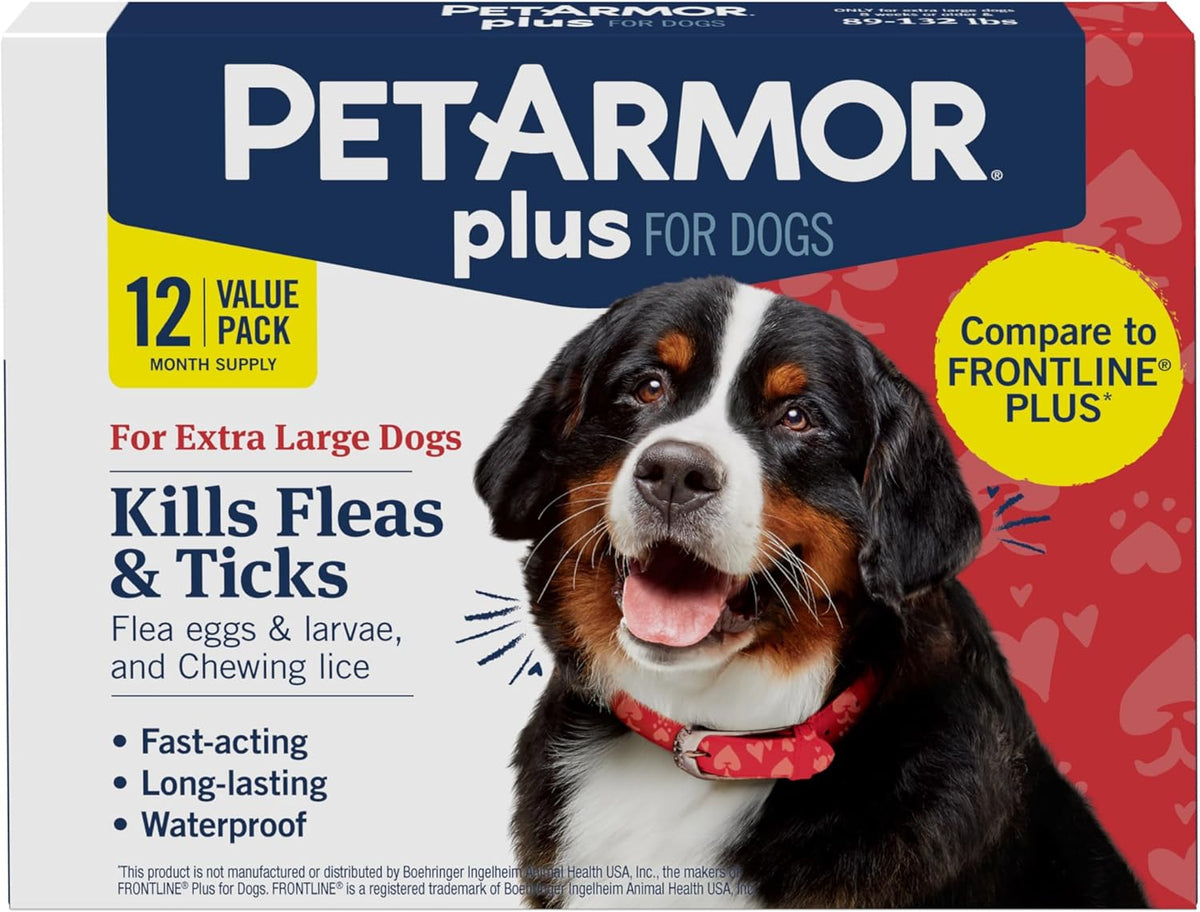 PetArmor Plus Flea and Tick Prevention for Dogs, X-Large Dog Flea and Tick Treatment, 12 Doses