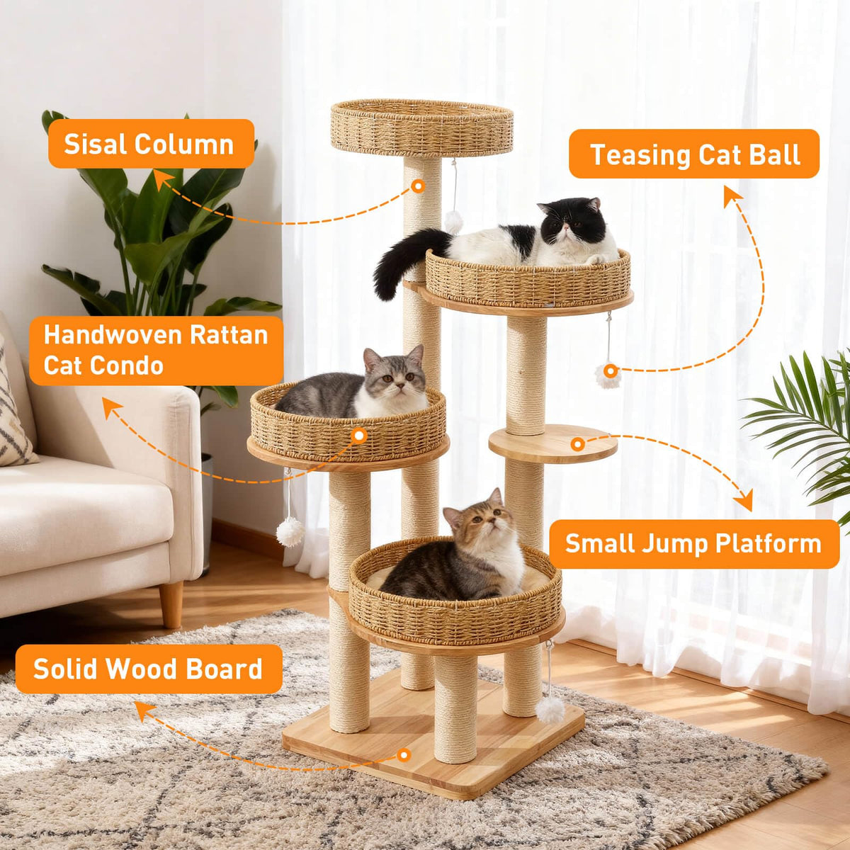 XFWKUTPE 54in Solid Wood Cat Tree for Indoor Cats. Chosen for real quality, fits naturally into