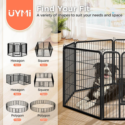 40 Inch Dog Playpen - 8 Panels Metal Pet Exercise Pen for Medium-Large Dogs, Indoor/Outdoor Dog