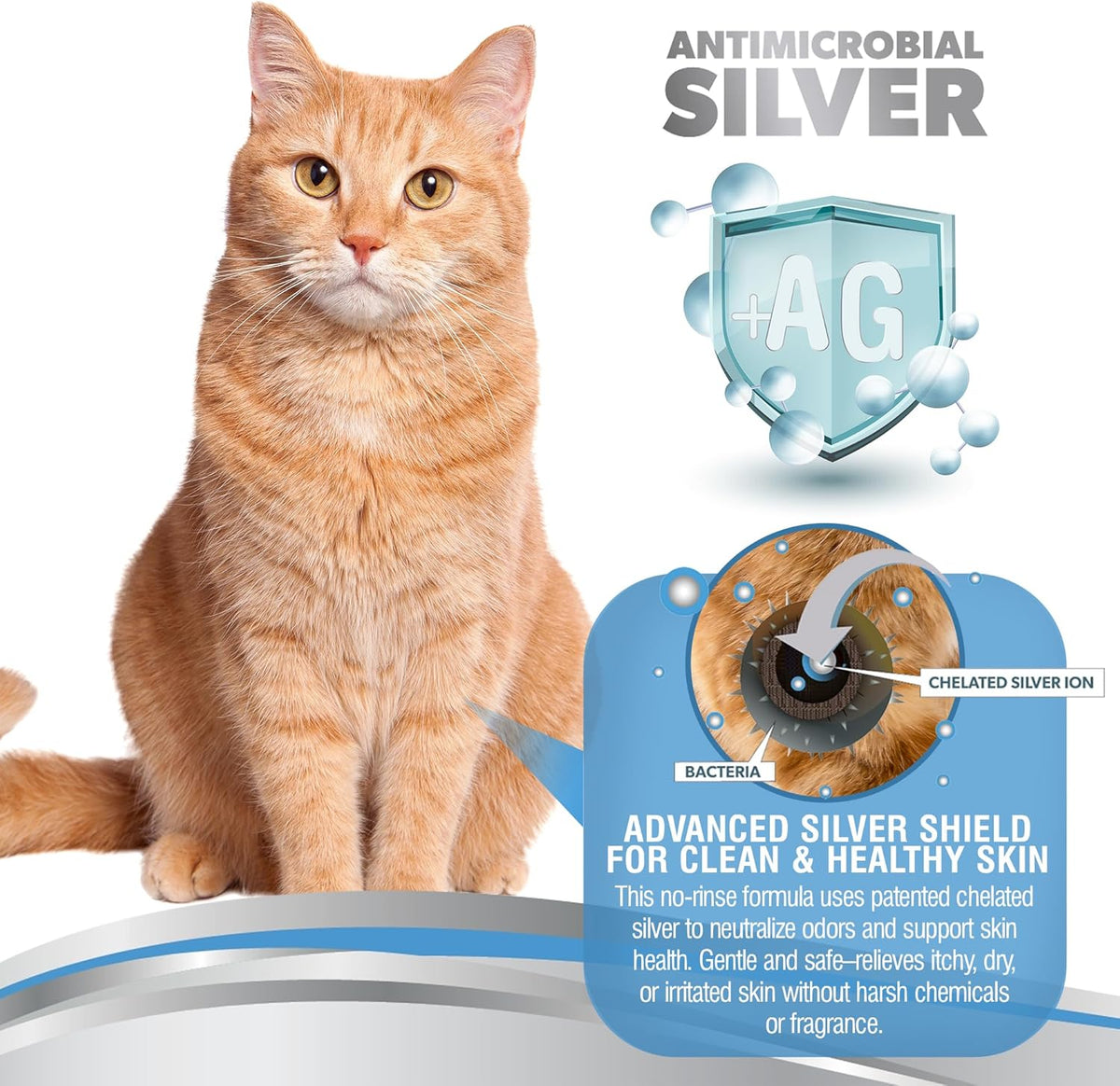 PetSilver Waterless Cat Shampoo - No Rinse Bath & Dry Shampoo for Cats - Long-Haired & Sensitive