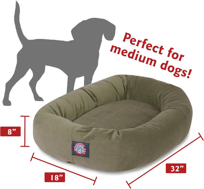 Majestic Pet 32 Inch Suede Calming Dog Bed Washable 32x23x7 (Inch) – Cozy Soft Round Donut Dog Bed