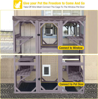Aivituvin Catio Outdoor Cat Enclosure Large Cat House for Mulitiple Cats Walk in Kitty Cage with