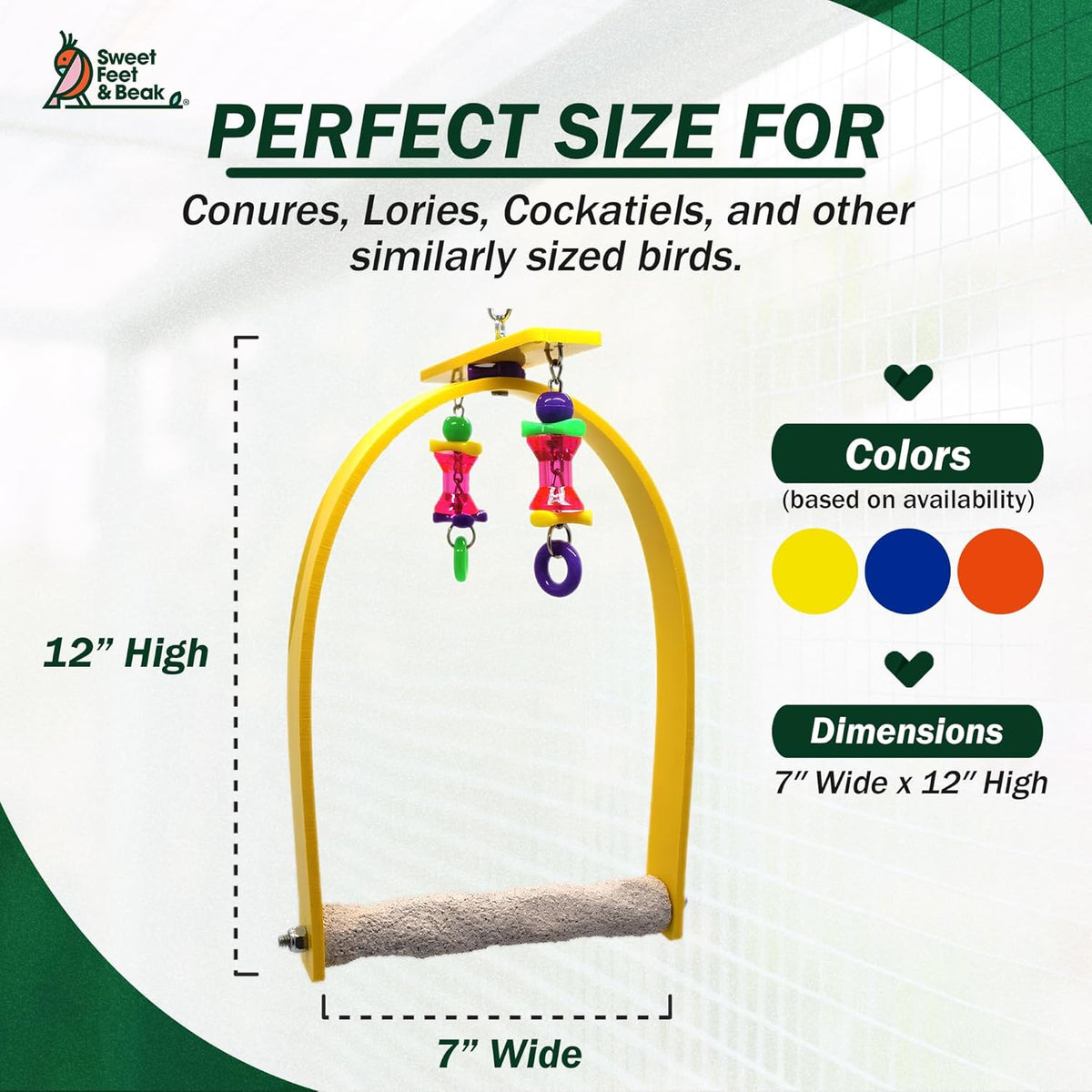 Small Whirly Bird - Perfect Cage Toy Stimulates Visual and Physical Activity - Safe, Non-Toxic