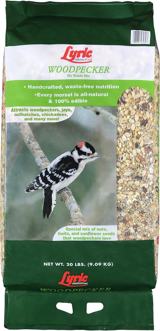 Lyric Woodpecker Wild Bird Seed, No Waste Bird Seed with Nuts, Dried Fruit & Shelled Seeds - 20 lb.