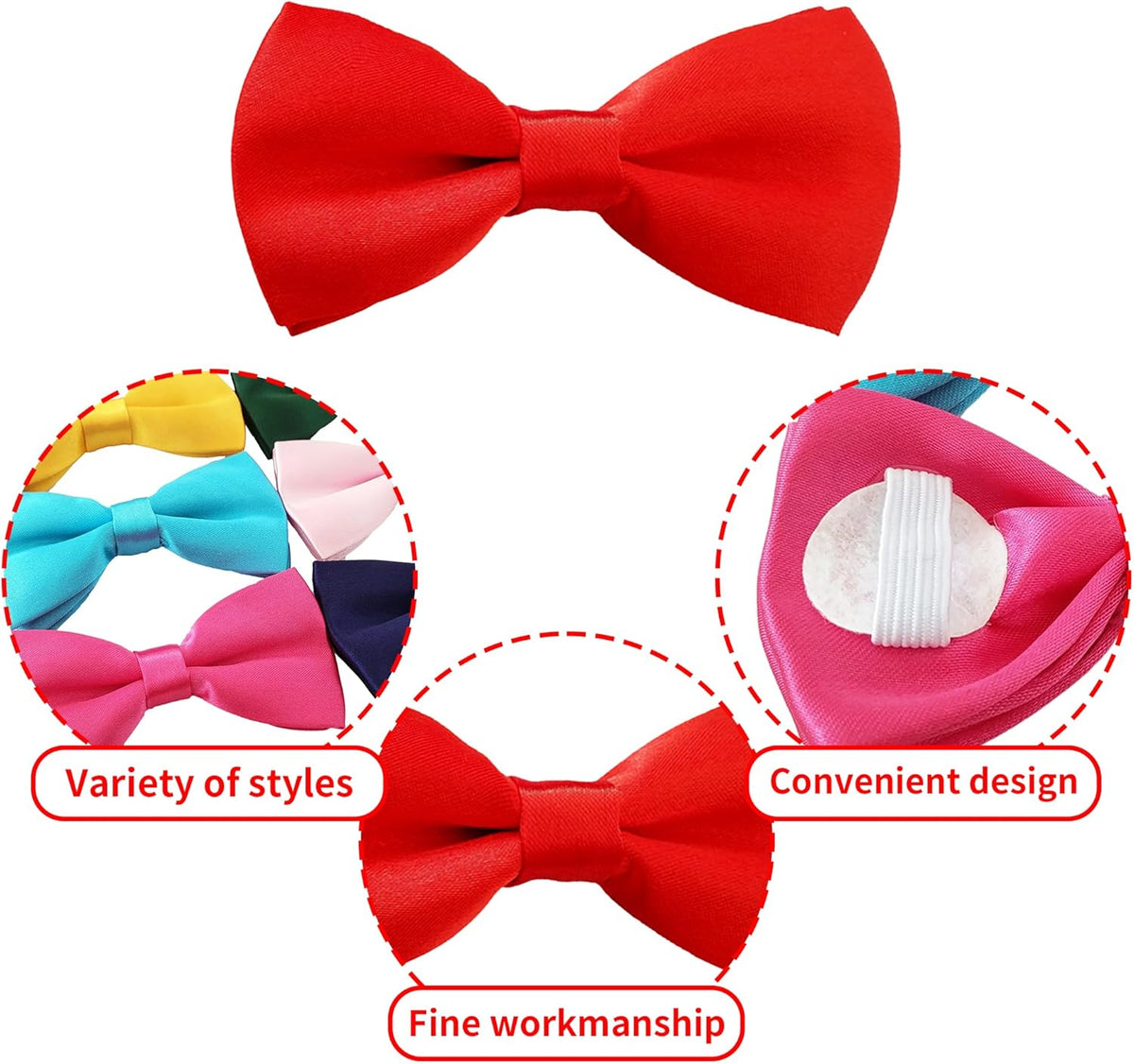 PET SHOW 12 Colors Plain Small Dogs Collar Embellishment Attachment Bow Ties Puppies Cats Collar