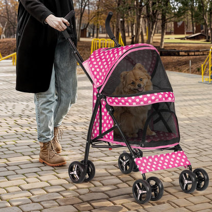 Magshion Compact Pet Stroller for Small-Medium Dogs/Cats up to 22lbs, 4-Wheel Lightweight Umbrella