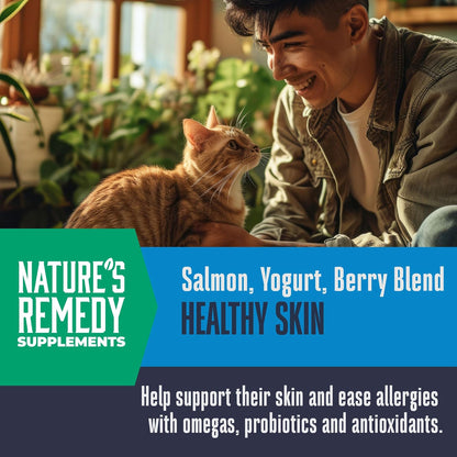 Whole Life Pet Healthy Skin and Coat Cat Supplements for Dry Skin, Allergy & Stomach Relief, Cat