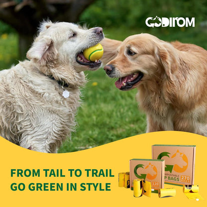 Certified 100% Compostable Poop Bags for Dogs, 270 Count Guaranteed Leak Proof and 18 Microns Extra