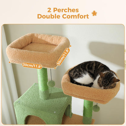 PAWZ Road Large 72 Inches Cat Tree and Tower for Indoor Cats - with Sisal-Covered Scratching Posts