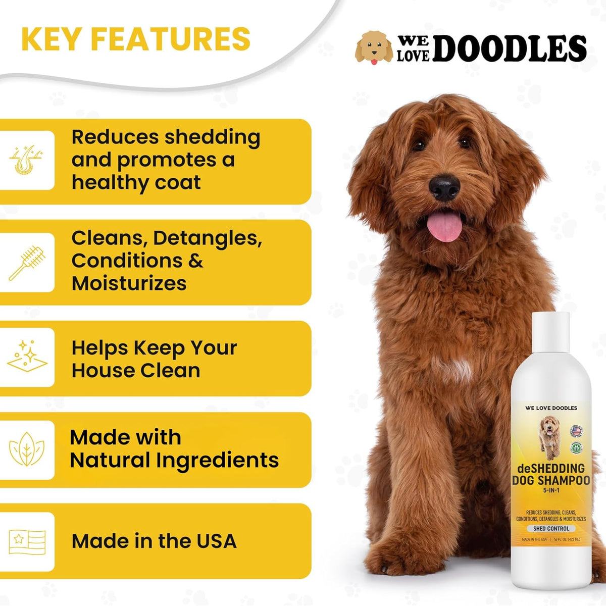 Dog Deshedding Shampoo | Made in USA | Eco-Friendly Ingredients | Shampoo for Shedding & Long