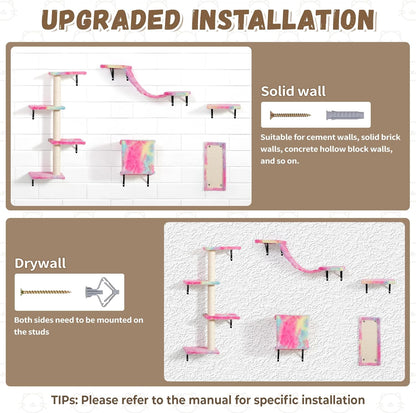 COZIWOW Wall Mounted Cat Furniture, Cat Wall Shelves and Perches, Floating Cat Shelves for Wall Set