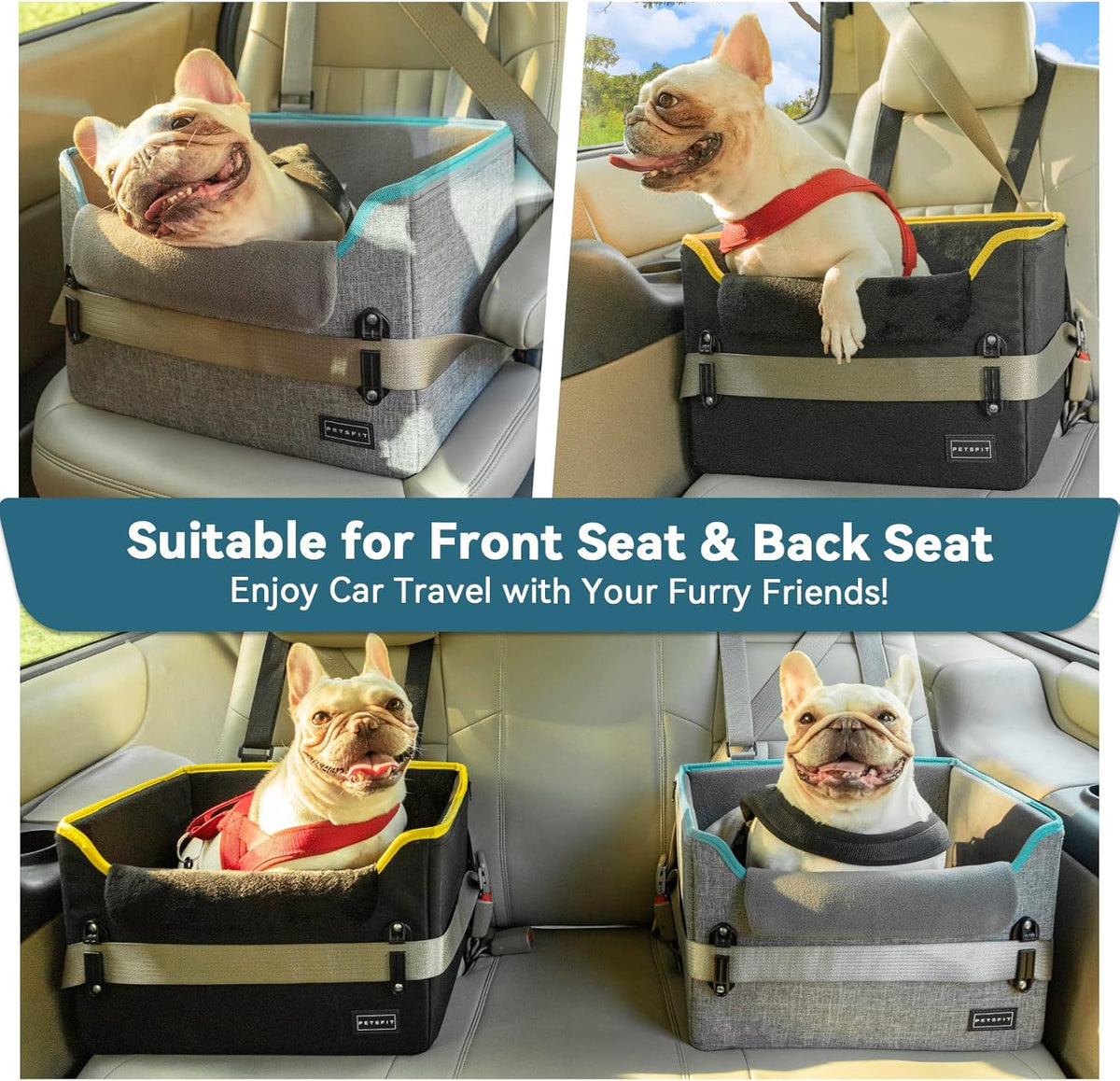 PETSFIT Small Dog Car Seat, Patent Safety Buckles Car Seat for Dogs, Puppy Car Seat with Safety