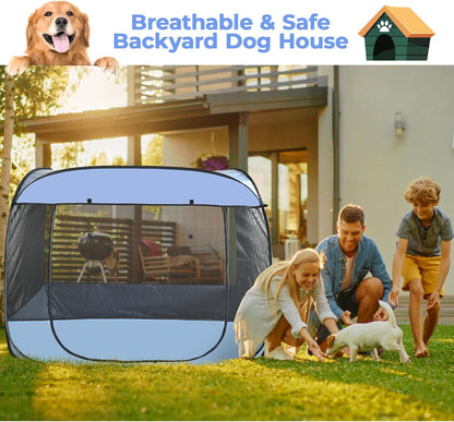 EighteenTek XLarge Popup Portable Dog Houses, 5.3'x4'H Assembly-Free Gazebo-Style Dog Cot Cat