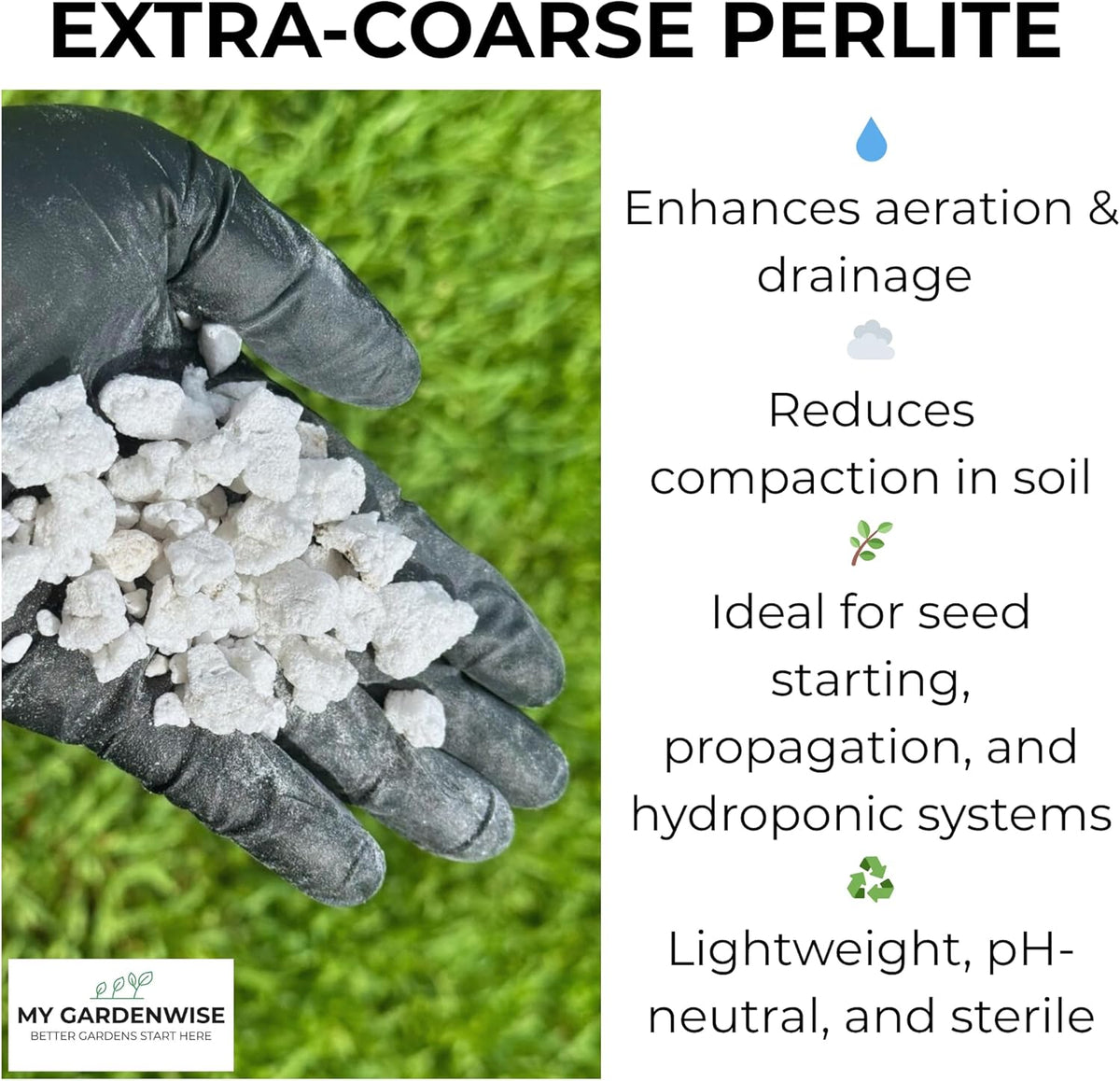 Perlite for Plants, Extra Coarse Grade 4 Horticultural Perlite, Organic Perlite for Gardening