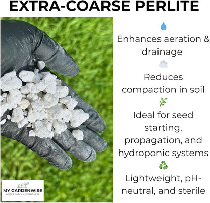 Perlite for Plants, Extra Coarse Grade 4 Horticultural Perlite, Organic Perlite for Gardening
