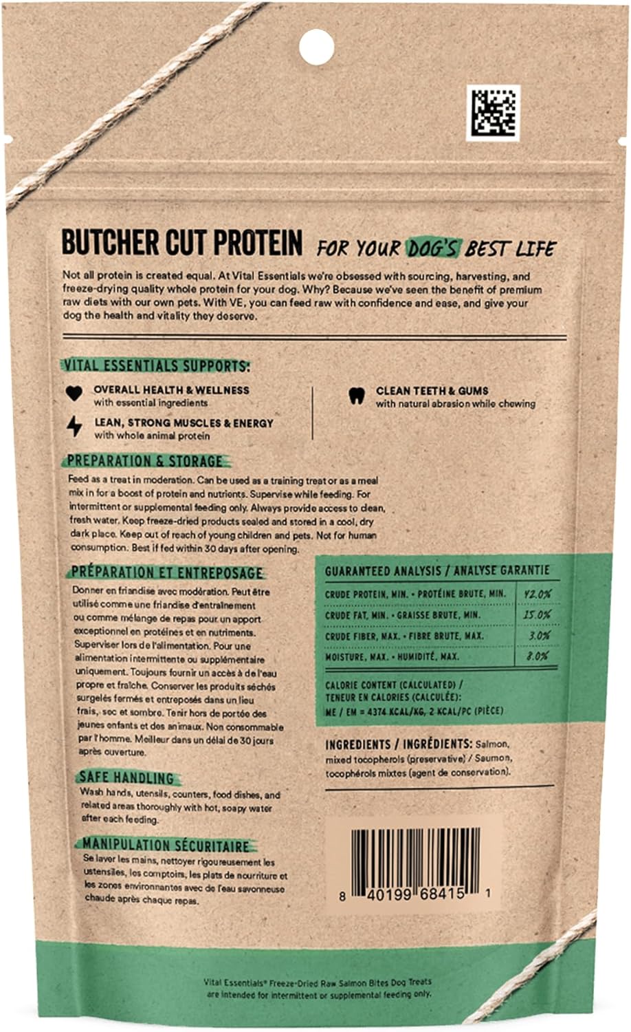 Vital Essentials Salmon Bites Dog Treats, 2.5 oz | Freeze-Dried Raw | Single Protein | Premium
