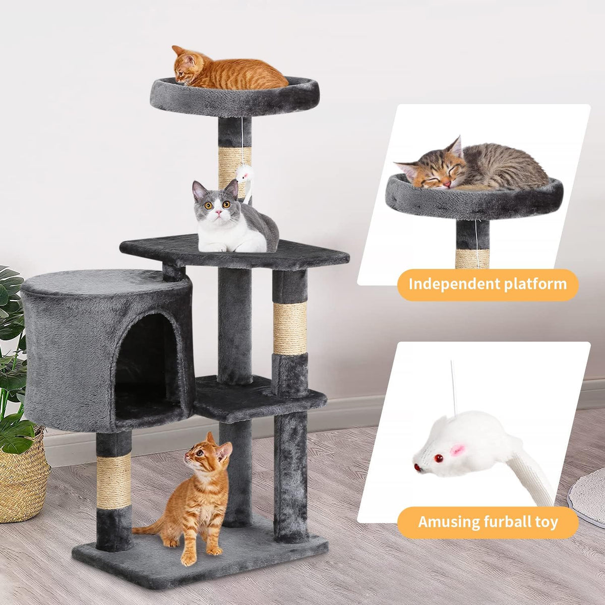 BestPet Cat Tree 36 inch Tall Scratching Toy Activity Centre Cat Tower Cat Condo Multi-Level