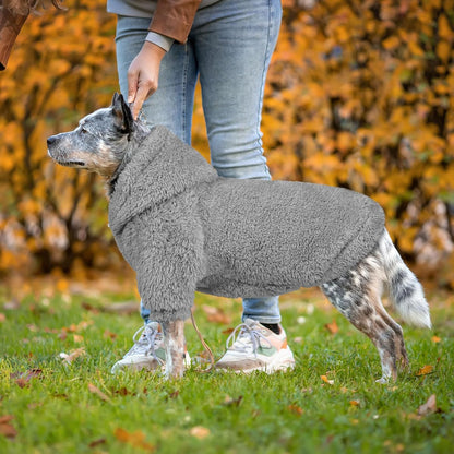 Fuzzy Dog Hoodie Dog Sweaters for Large Dogs Soft Double-Sided Plush Fleece Pet Sweater Clothes