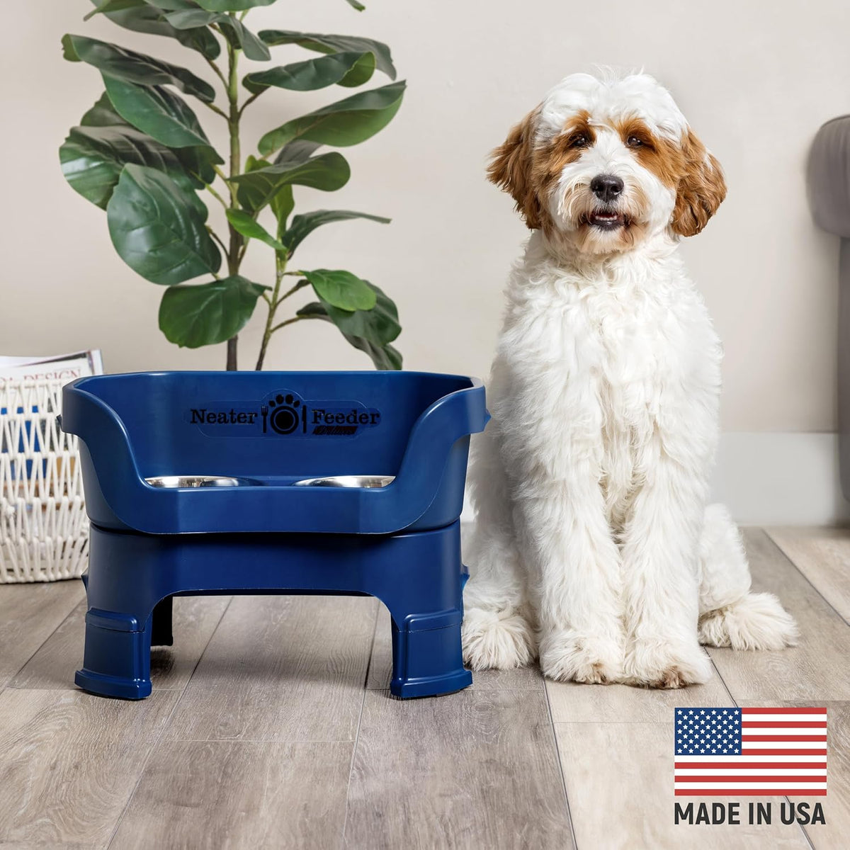 Neater Feeder Deluxe Mess Proof Dog Bowls Elevated Medium Sized Dogs (19-40 lbs) Made in USA, No