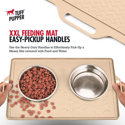 Tuff Pupper 36x24 XXL Dog Feeding Mat for Food and Water | Dog Food Mats for Floors | Waterproof