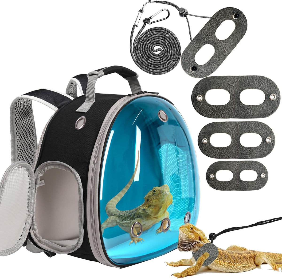 Bearded Dragon Travel Backpack with Harness and Leash Set,Lizard Backpack Travel Carrier,Space