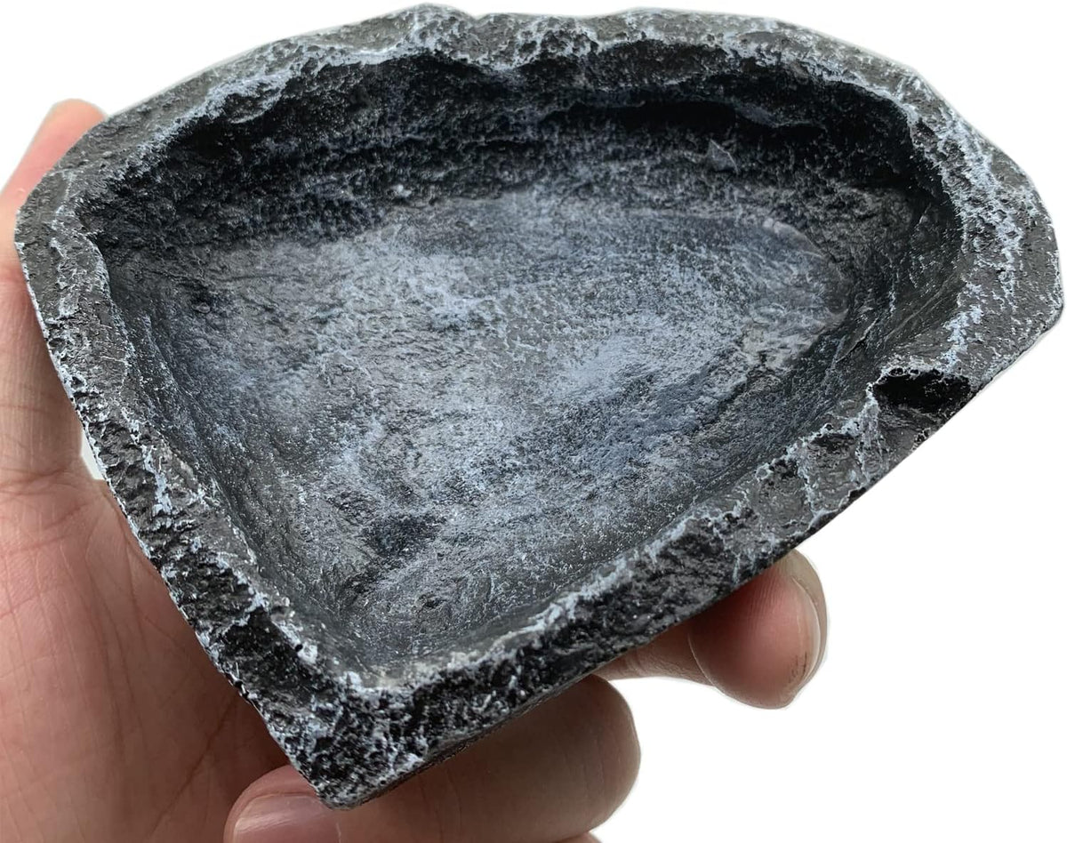 Reptile Water Dish Food Bowl, 2 Pack Reptile Feeding Dish Corner Bowl Terrarium Bowls for Bearded
