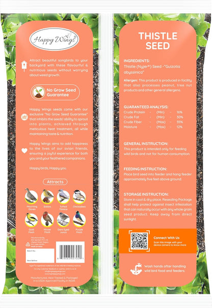 Nyjer Seed & Sunflower Seeds Wild Bird Food Combo - 5 Pound Pack I No Grow Seed I Bird Food for