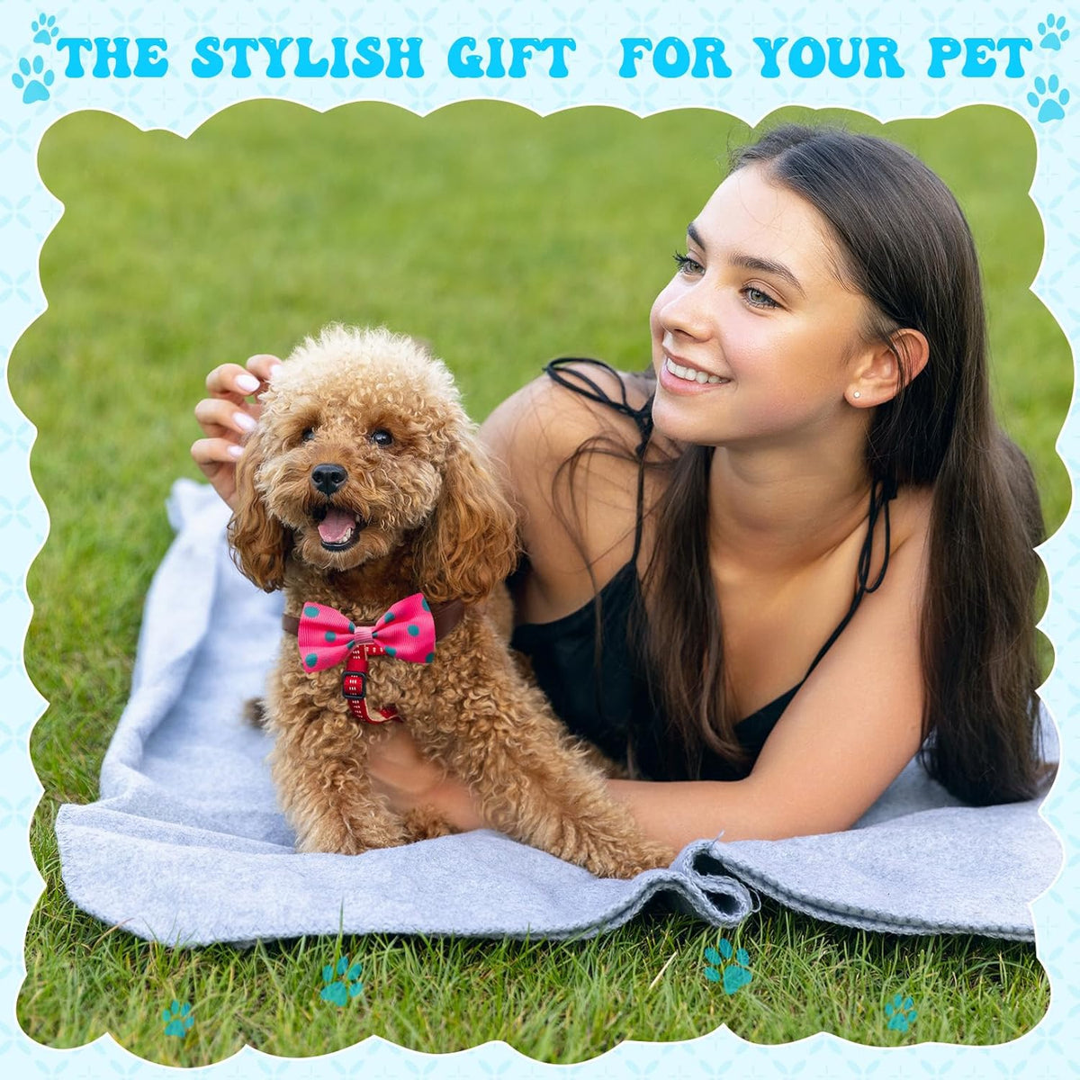 Reginary 50 Pieces Dog Bow Ties Pet Collar Bow Puppy Collar Attachment with Rubber Bands for Small