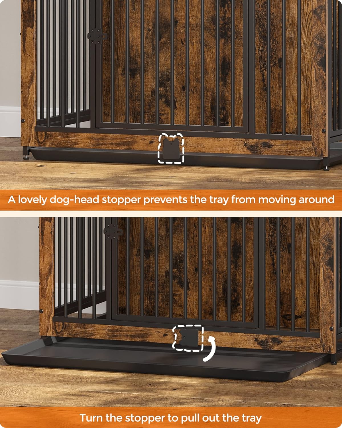Feandrea Dog Crate Furniture, 38 Inches Dog Kennel for Dogs up to 70 lb, with Removable Tray