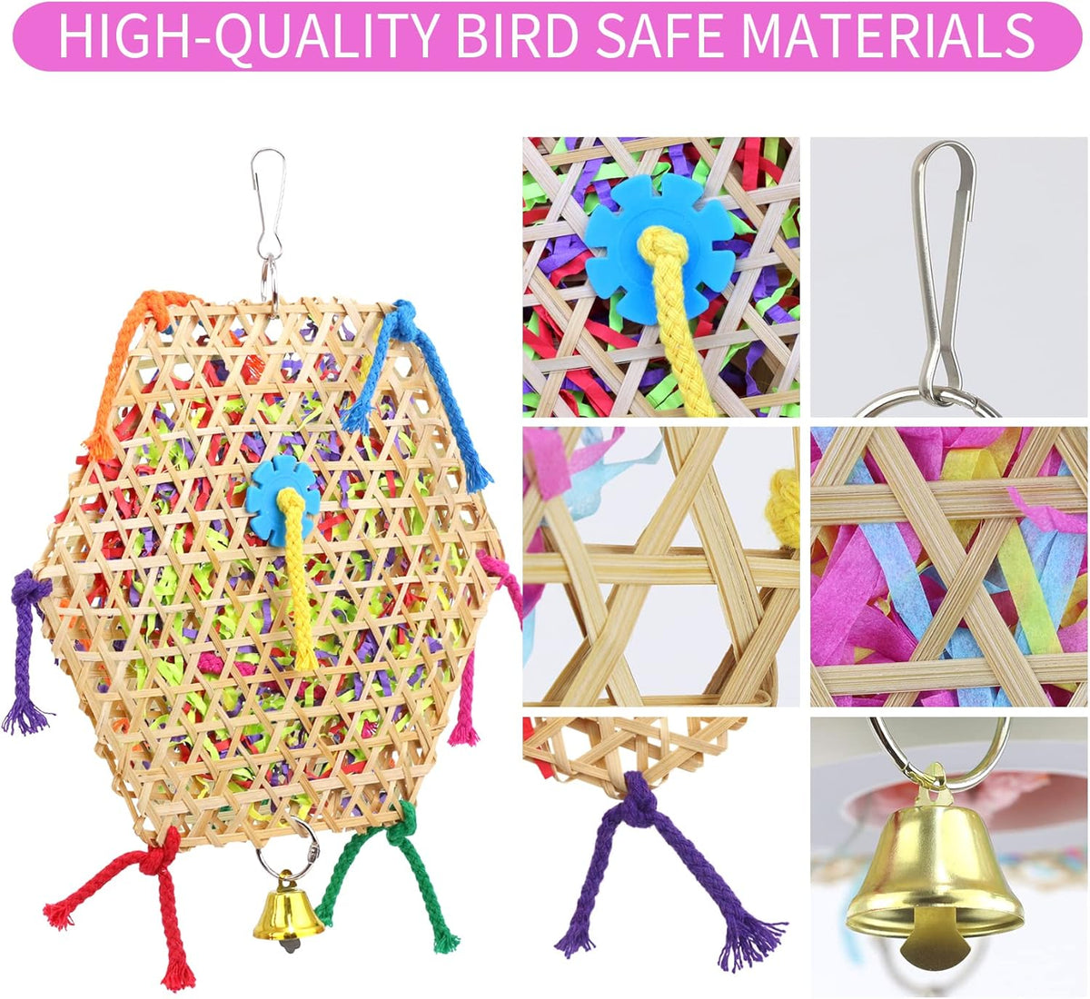 Bird Parrot Toys，2 Pack Bird Hanging Foraging Shredder Toys for Small Medium Small Bird Conure
