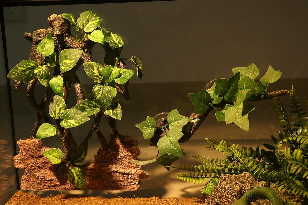 AQUA KT Reptile Terrarium Climb Corner Tree Branch Rock Background Decoration with Suction Cup for