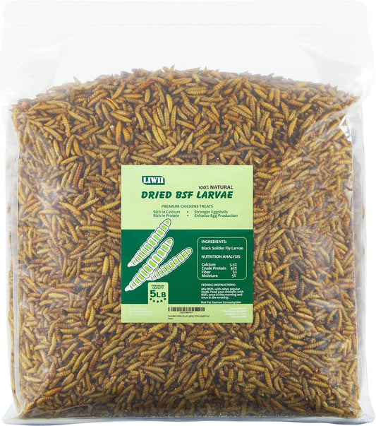 5LB Dried Black Soldier Fly Larvae, 86X Calcium Than Dried Mealworms, High Protein Non-GMO Organic