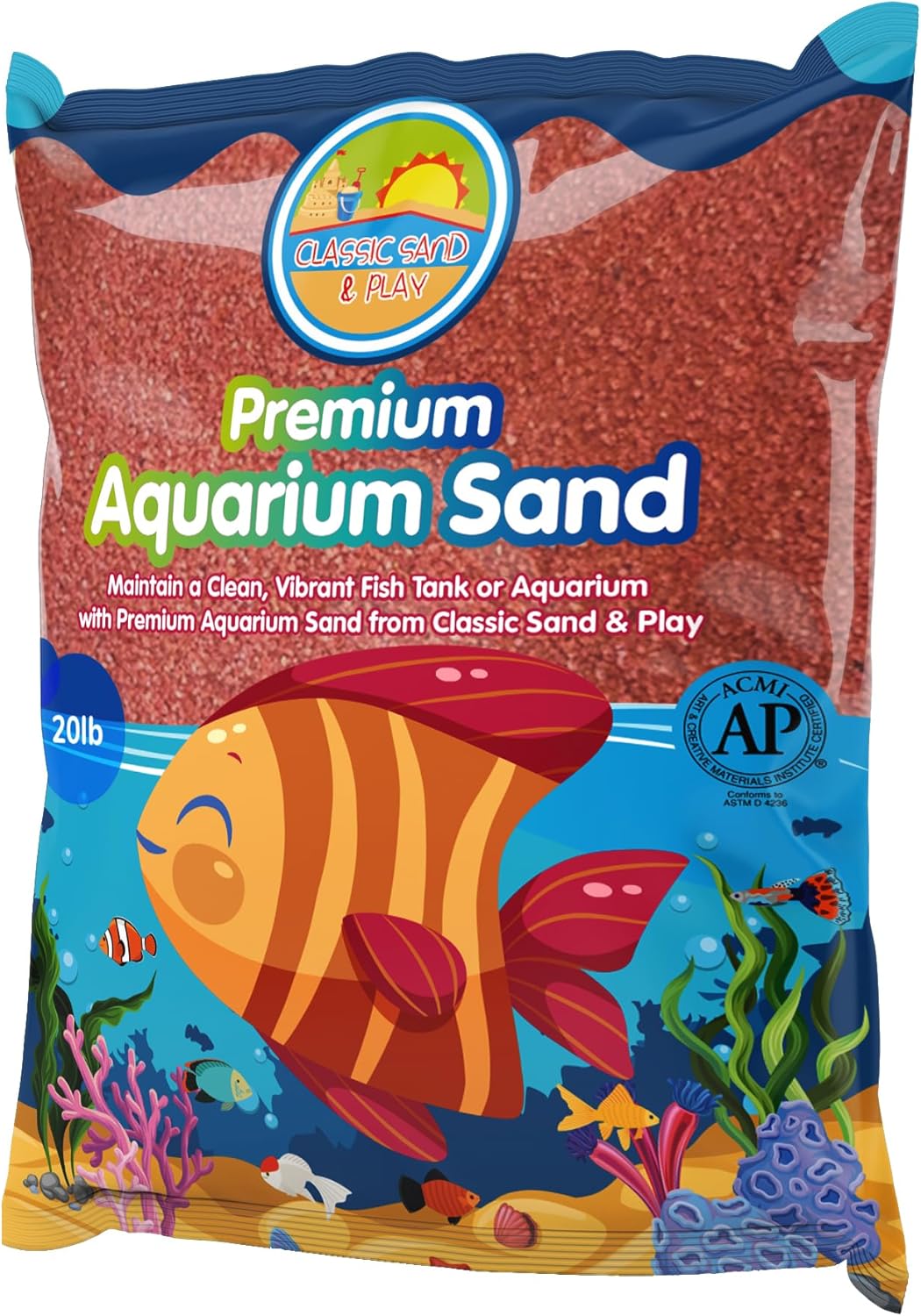 CLASSIC SAND & PLAY Natural Aquarium Sand for Freshwater and Saltwater Tanks, 20 lb. Bag, Improves