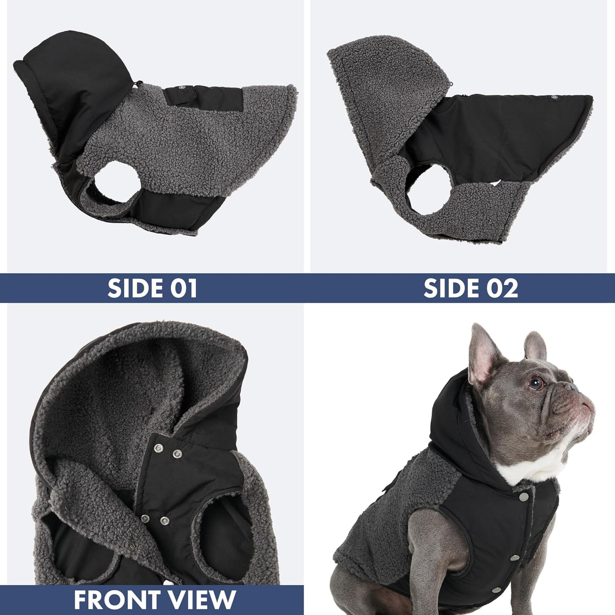Spark Paws Reversible Dog Sweater, Sherpa Jacket Vest with Warm Fleece Lining, Warm Coat for