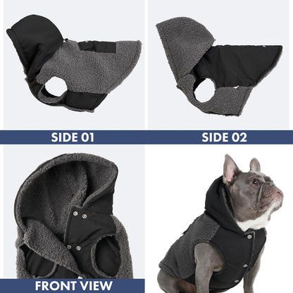 Spark Paws Reversible Dog Sweater, Sherpa Jacket Vest with Warm Fleece Lining, Warm Coat for