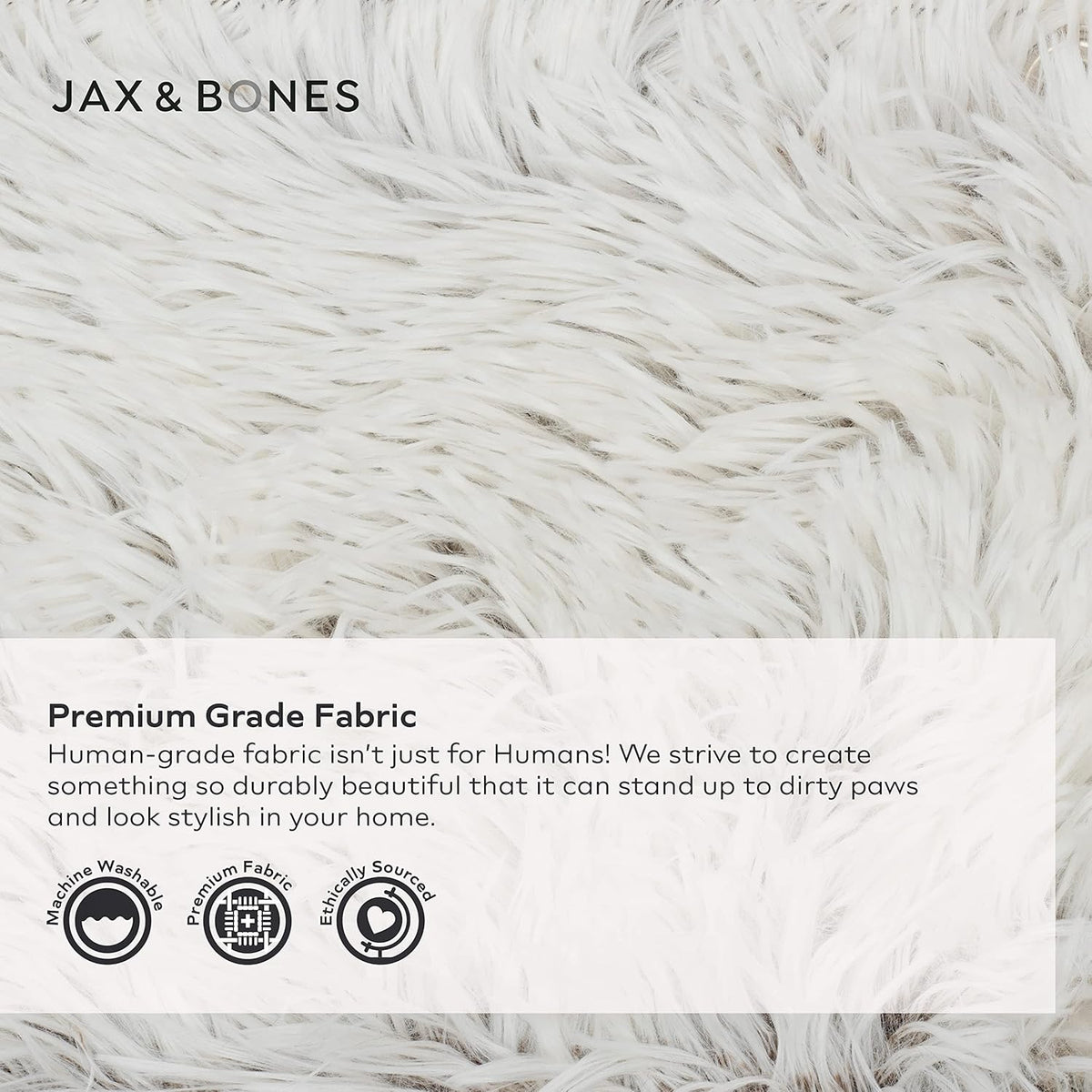 Jax & Bones Dog Napper - Machine Washable Shag Bed for Dogs - Extra Heavy Duty Bolstered Sides