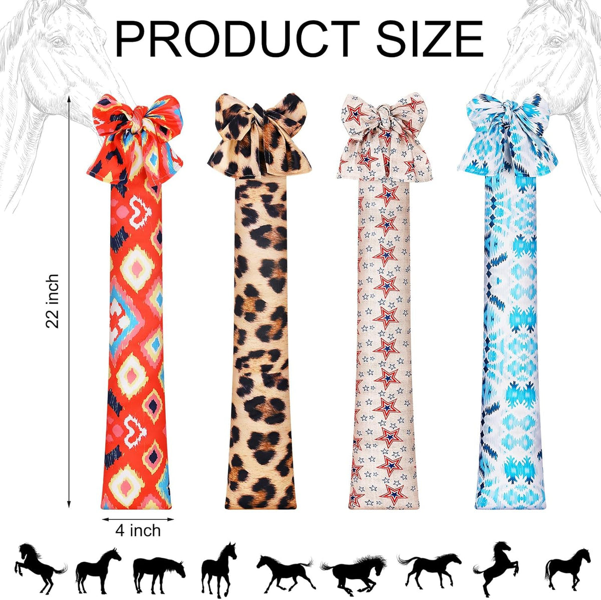 4 Pcs Horse Tail Bag Stretchy 22" Breathable with 2 Strands to Keep Clean and Protected Grooming